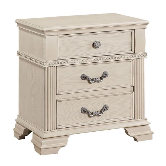 Furniture of America Table de Nuit en Bois Charo à 2 Tiroirs avec Port USB, Blanc