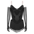thumbnail image 4 of Aislor Robe de Danse Latine Jazz à Franges avec Gants Noir TG, 4 of 7