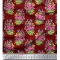 thumbnail image 1 of Soimoi Rayon Fabric Leaves & Floral Printed Craft Fabric by the Yard 56 Inch Wide, 1 of 3