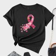 thumbnail image 1 of TIMIFIS Chandails de Sensibilisation au Cancer du Sein pour Femmes Été Ample Imprimé T-Shirt à Col Rond Manches Courtes Blouse Décontractée Automne/hiver, 1 of 5