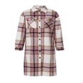 thumbnail image 1 of Women Plaid Windbreaker Coat Button-down Long Sleeve Lapel Jacket With Pockets Fall Spring Outwear, 1 of 6