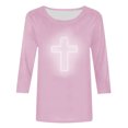 thumbnail image 4 of EGNMCR Easter T-Shirts Imprimés pour Femmes T-Shirts Graphiques T-Shirts pour Femmes Mode Femme Décontracté Noël Imprimé Col Rond Blouse Imprimée T-Shirt Manches 3/4 T-Shirt Blouses T-Shirts pour Femmes, 4 of 4
