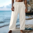 thumbnail image 2 of WRKEKC Casual Pants for Men Casual Pocket Drawstring Solid Color Elastic Waist Side Drawstring Cropped Pants for Daily Casual Outings Lounge Comfortable Wear, 2 of 5