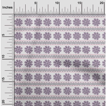 oneOone Cotton Cambric Fabric Floral & Chevron Block Fabric Prints By Yard 56 Inch Wide