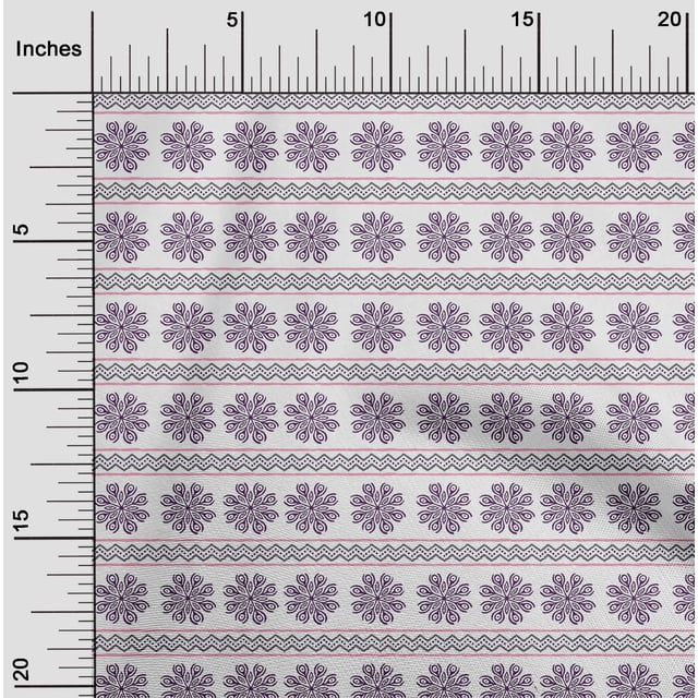oneOone Polyester Lycra Fabric Floral & Chevron Block Print Fabric BTY 56 Inch Wide