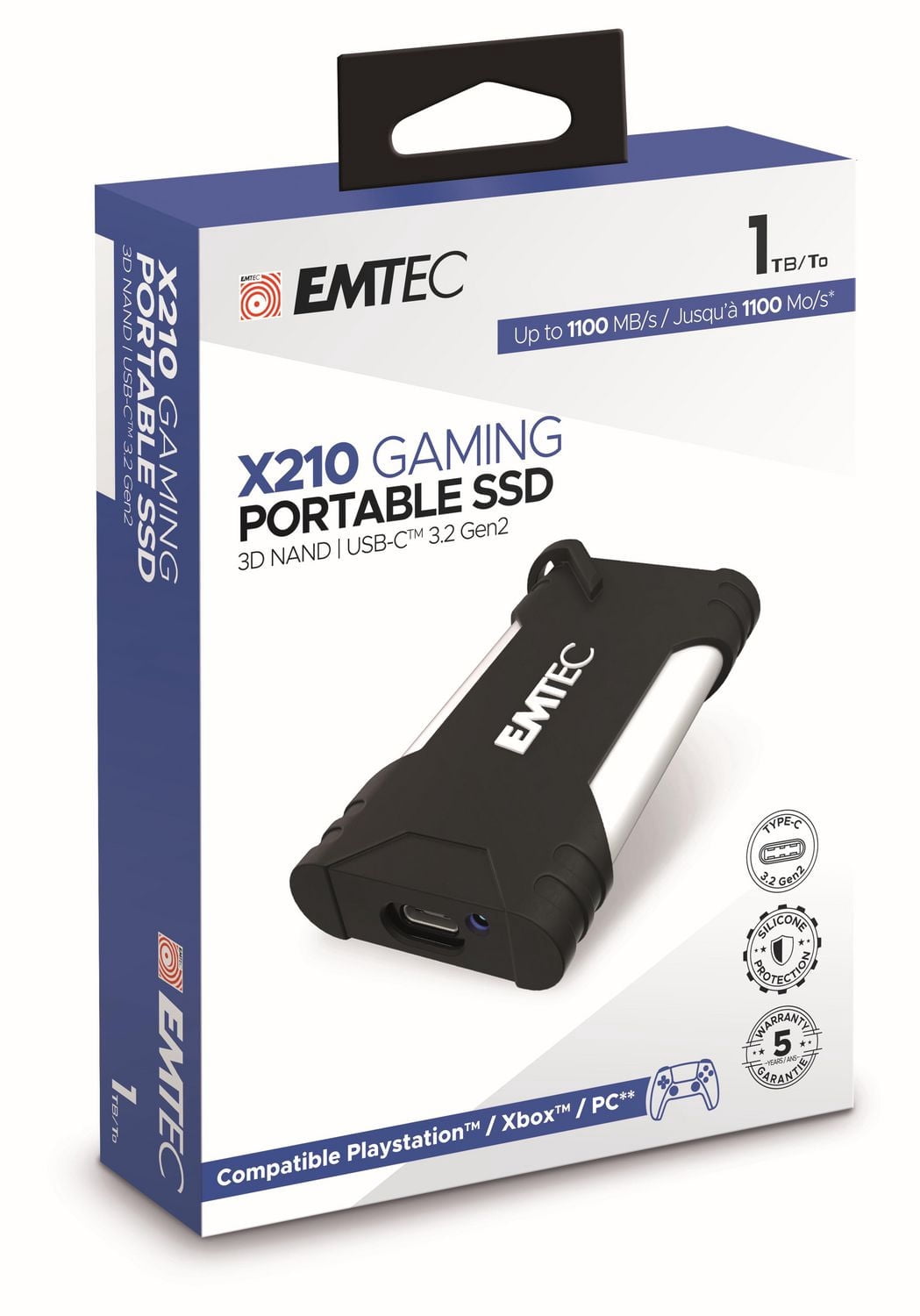 Emtec Portable SSD 1TB, X210 GAMING. Up to 1100MB/s read speed. Compatible PS5, PS4, XBOX, PC
