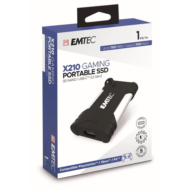 Emtec Portable SSD 1TB, X210 GAMING. Up to 1100MB/s read speed. Compatible PS5, PS4, XBOX, PC