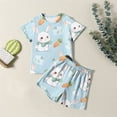 thumbnail image 2 of Tenue de Pâques pour Bébé Fille, T-Shirt à Col Rond à Manches Courtes avec Imprimé Lapin de Pâques et Short, Tenue d'Été, 2 of 7