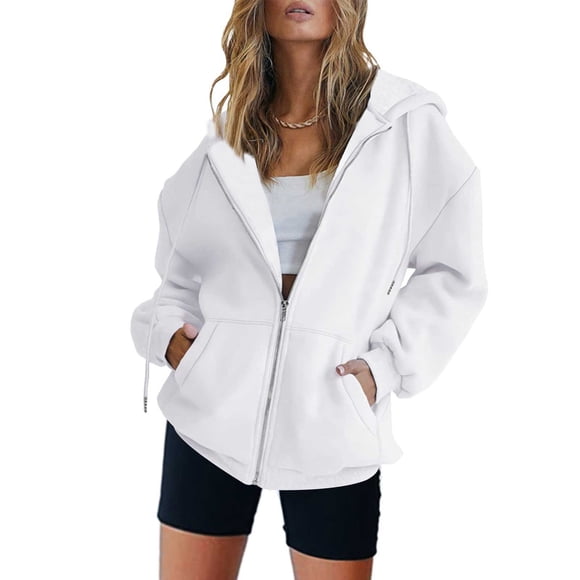 Pisexur Women's Zip Up Hoodies Casual Lightweight Loose Thin Top Long Sleeve Hooded Sweatshirts Fall Track Jacket with Pocket