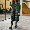 thumbnail image 4 of Women's Long Plaid Flannel Shirts Shacket Plus Size Long Sleeve Oversized Button Shirt Fall Spring Trench Coat with Pockets Green XL, 4 of 5