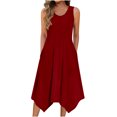 thumbnail image 1 of yoeyez Robes Maxi d'Été pour Femmes 2025 Tendance Été Sans Manches Robes Débardeur Ourlet Irrégulier Col Rond Robe Maxi avec Poches Robe de Plage de Vacances Rouge,P, 1 of 4