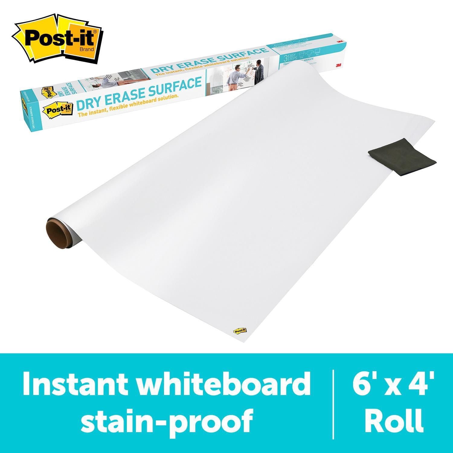 Post-it® Super Sticky Dry Erase Surface DEF6x4, 4 ft x 6 ft (1.21 m x 1.82 m)