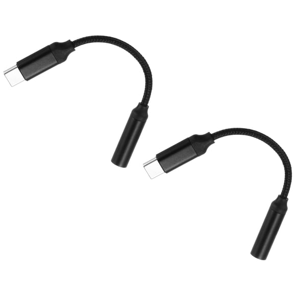 Uxcell 2pcs USB C to 3.5mm Female Audio Aux Jack Cable Type C Adapter to 3.5mm TRS Headphone Car Stereo HiFi Cord, Black