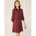 thumbnail image 3 of INSPIRE CHIC Robe-Chemise à Carreaux pour Femme à Manches Longues Boutonnée à Col Pointu, 3 of 4