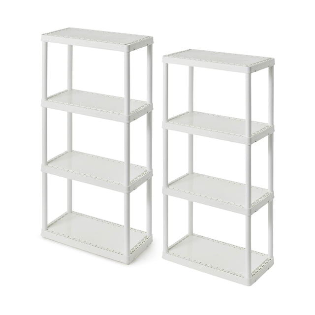 Gracious Living Unité de Rangement Légère à 4 Tablettes à Hauteur Fixe, Blanc (Lot de 2)