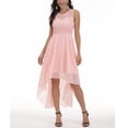 thumbnail image 3 of Pompotops Robe de Demoiselle d'Honneur Hi-Lo en Dentelle Florale pour Femme Sans Manches Robe Longue Formelle de Mariage, 3 of 8