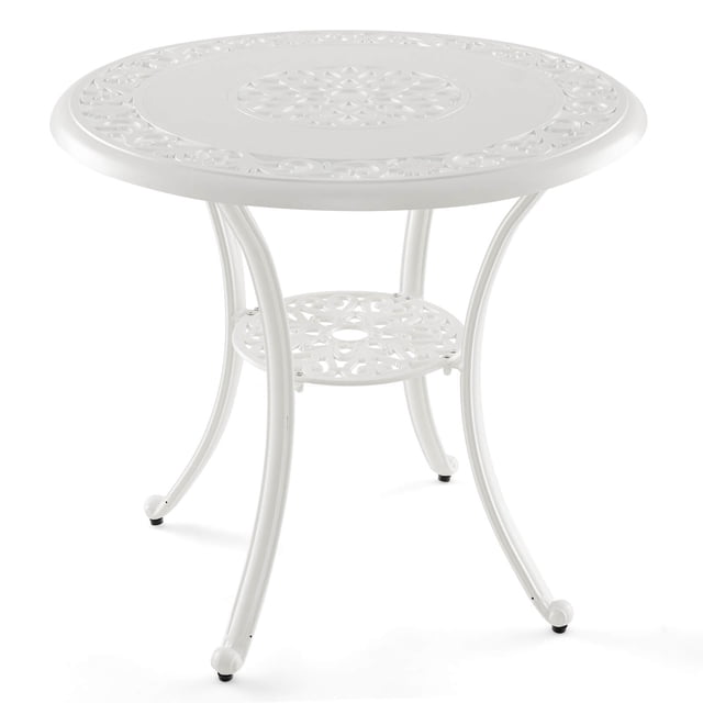 Gymax Table à Manger Rond de Patio 31,5 Pieds' pour 4 avec Trou pour Parasol 2 Pieds' Table d'Appoint d'Extérieur