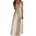 thumbnail image 3 of Robes d'Été pour Femmes Zeophrasy Robe d'Été Unie à Col en V avec Bretelles Réglables Cadeau de Fête des Mères pour Femmes Filles, 3 of 8