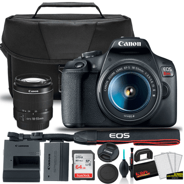 Canon EOS Rebel T7 DSLR Camera with 18-55mm Lens (Wi-Fi) Bundle with Bag, 64GB Memory Card & Accessories(International Model)