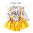 thumbnail image 1 of MIASHUI Baby Girl Easter Outfit Long Sleeve Romper Rabbit Suspender Skirt Overall Dress,Yellow,12-18 Months, 1 of 9