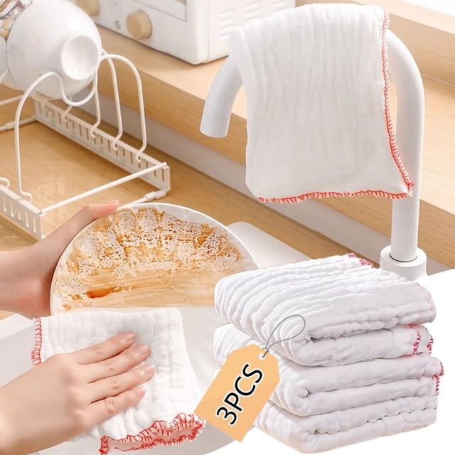 SPOORYYO Multi-Purpose Absorbent Cleaning Cloth | Thick Checkered Dishcloth for Kitchen, Bathroom & Home | 6-Pack 9.8x9.8in Multi-Use Fiber Cloths