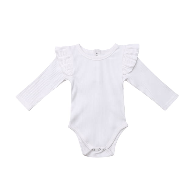 Faithtur Bébé Garçon Fille Manches Longues Romper Ébouriffé de Couleur Unie Body