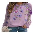 thumbnail image 1 of QJUHUNG Sweat-Shirt Décontracté à Manches Longues Papillon Imprimé Graphique Léger Pull-Over Manches Longues Chemises, 1 of 6