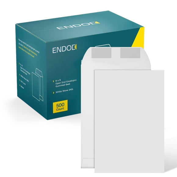 6x9 Catalog Envelopes - 500 Pack - Open End Mailing Envelopes Bulk for Catalogs, Presentations, Newsletters - Plain Envelopes 6x9 with Gummed Seal -
