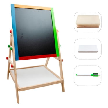 EGNMCR Planche à Dessin en Bois pour Enfants à Double Face Magnétique et Relevable Planche à Dessin en Bois Colorée Pain Cadeaux d'Anniversaire pour Enfants