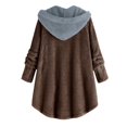 thumbnail image 3 of Womens Cardigan Plus Size Button Plush Tops Hooded Loose Cardigan Wool Coat Winter Jacket Navy Xl, 3 of 3