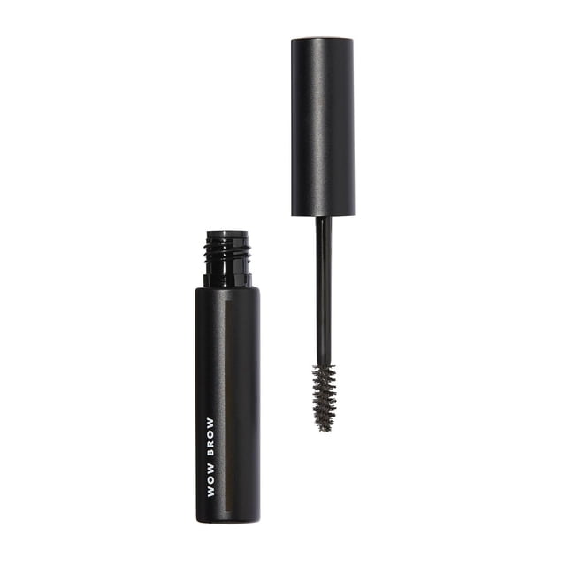 e.l.f. cosmetics Wow Brow Gel en tube Noir Mat avec Texte Blanc, Ouvert pour Montrer un Applicateur Pinceau spoolie; Formule de Gel-Cire Infusée de Fibres et Modulable pour Volumiser et Fixer les Sourcils avec une Plénitude d'Apparence Naturelle, Convient Aussi pour Définir les Zones Clairsemées