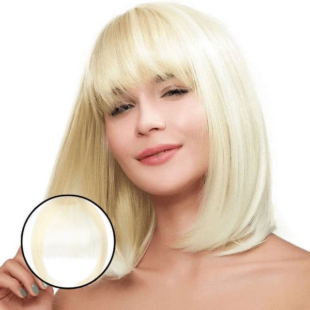 fheaev Natural Seamless Hair Extensions With Sideburns Hand-woven Long Airing Bangs Both Sides Chemical Fiber Wig