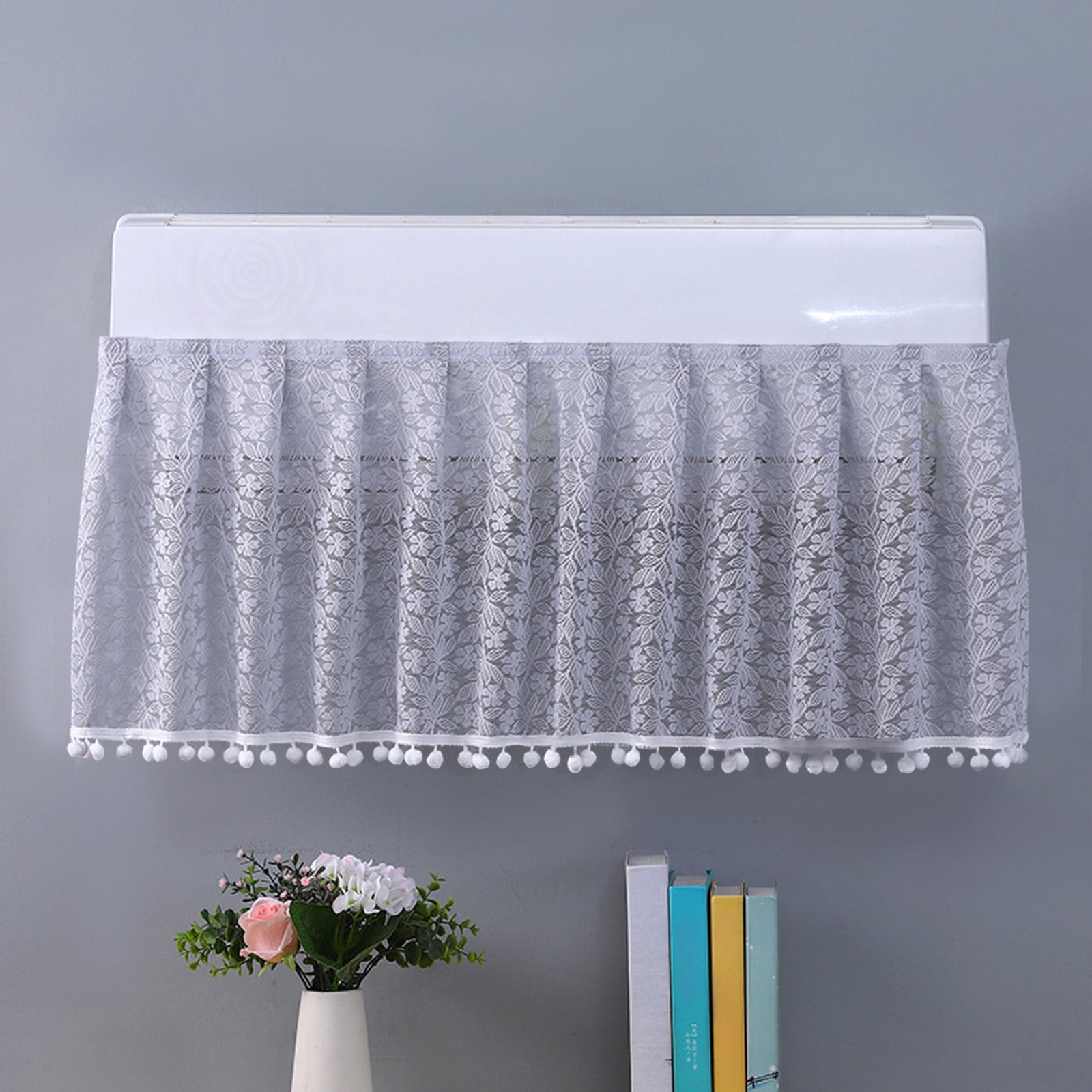 Birdeem Lace Air Conditioner Wind Curtain,Multi Functional Wall Mounted for Dust Cover and Home Decor,Easy Install Decorative Curtain,Size 39.4 X 15.8 Inches