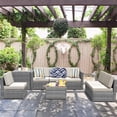 thumbnail image 3 of Gymax 8PCS Patio Rattan Sofa Sectional Conversation Furniture Set w/ White Cushion, 3 of 10