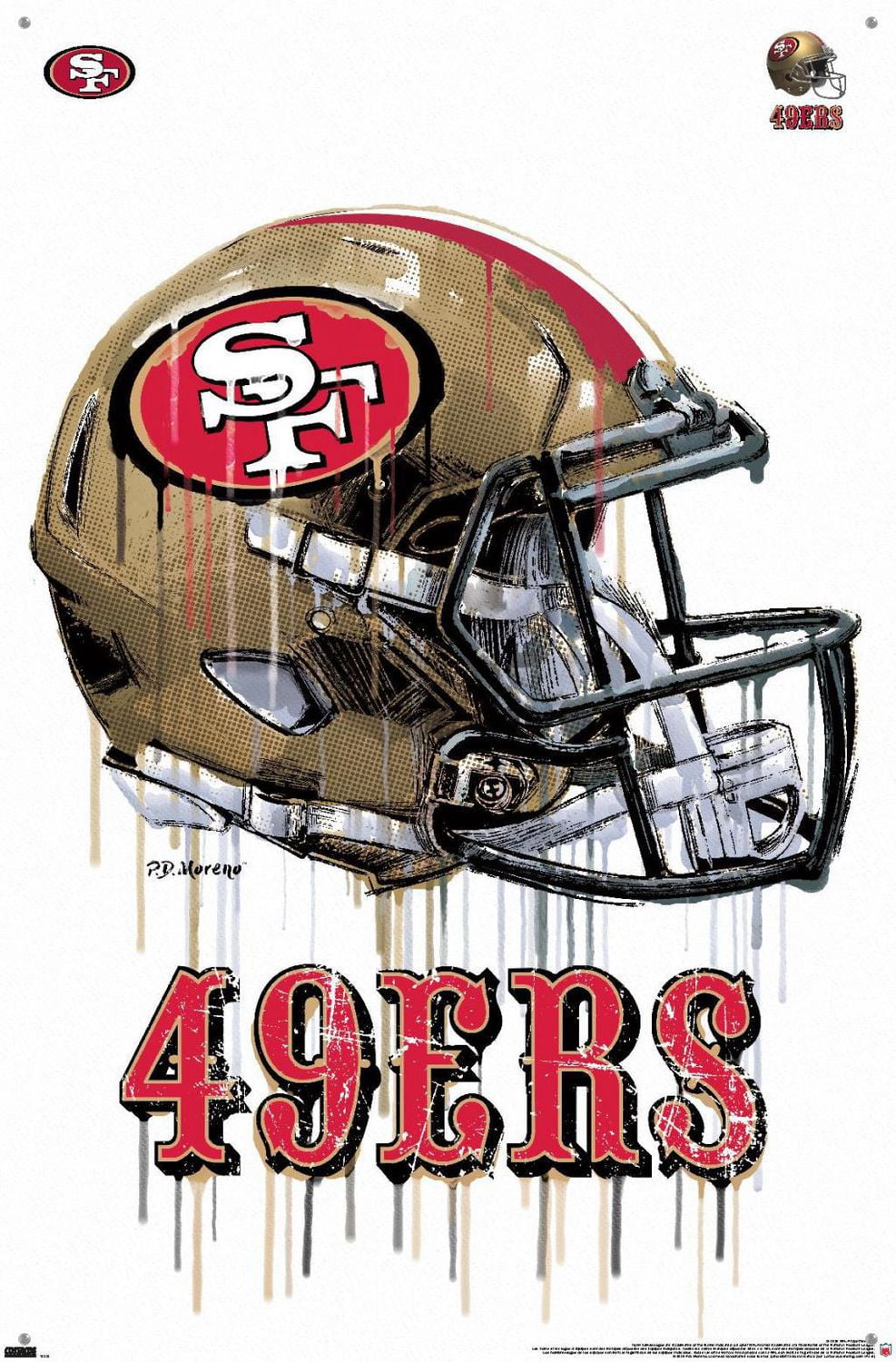 NFL San Francisco 49ers - Drip Helmet 20 Wall Poster with Push Pins