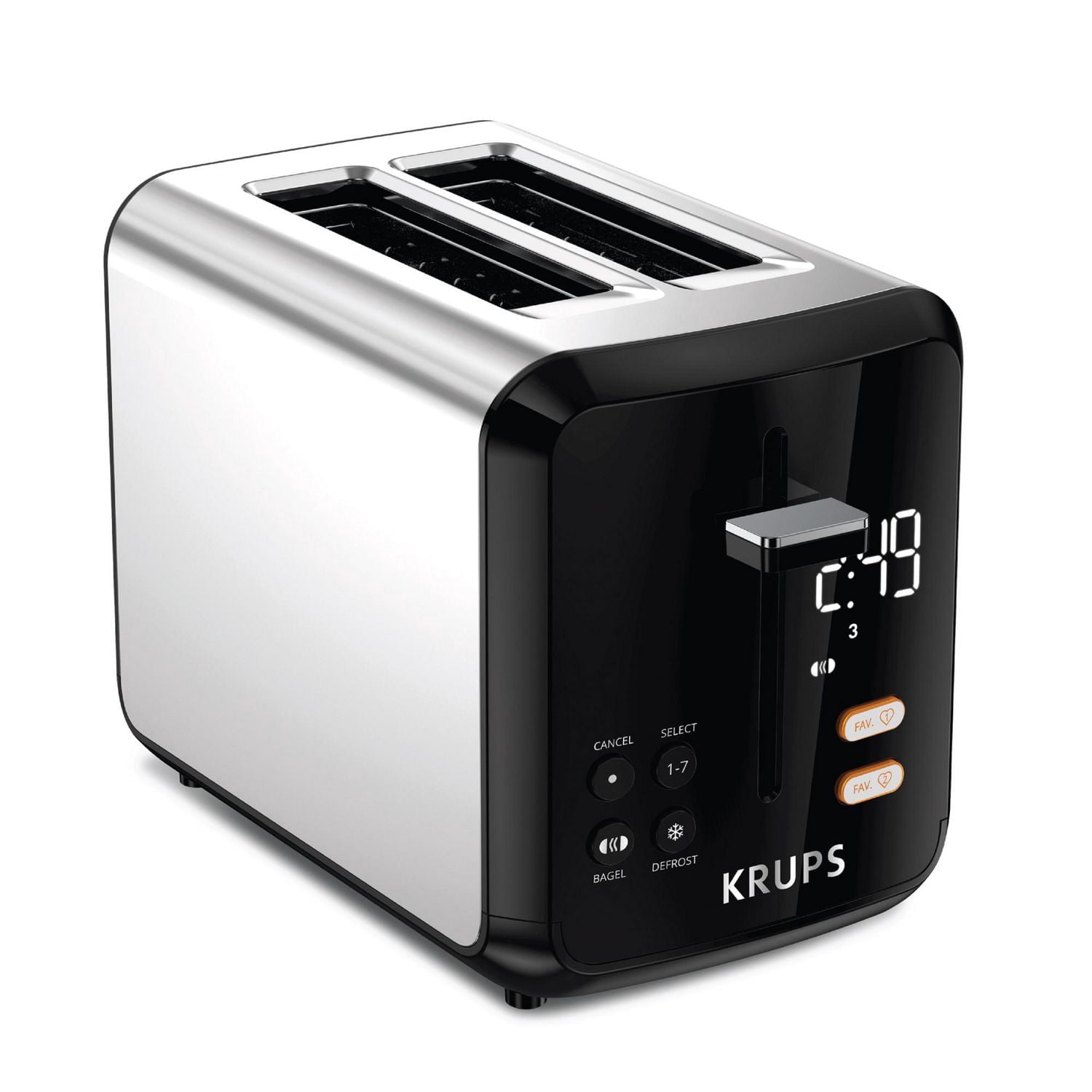 KRUPS My Memory Digital Stainless Steel 2-Slice Toaster, 7 Shade Setting with Extra Large LED Display