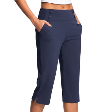 Bocqde Pantalon Capri pour Femmes, Capris d'Été Décontractés à Enfiler pour Femmes avec Poches, Pantalons et Capris Décontractés pour Femmes, Capris pour Dames