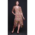 thumbnail image 3 of Bimba Robe Asymétrique à Poches en Coton Marron Illet Floral pour Femmes Robe de Soirée d'Été Midi-TTTG, 3 of 5