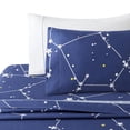 thumbnail image 3 of Marina Decoration Ultra Soft Silky Deep Pocket Rich Printed Bedding Rayon from Bamboo All Season Sheet Set with Pillowcases, Navy Blue Asterism Pattern, 3 of 7