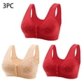 thumbnail image 1 of ylioge 3 Pack Plus Size Womens Front Closure Bras M-7XL No Underwire Push Up Underwear Bra Multipack Full Coverage Soft Support Bralettes, 1 of 6