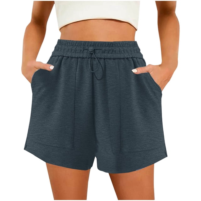 Dealovy Workout Shorts for Women Wide Leg Drawstring High Waisted Athletic Running Gym Yoga Shorts