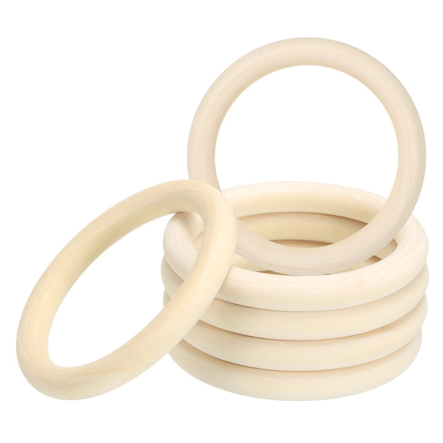 Unique Bargains 80mm Wooden Rings for Crafts, 10 Pack Natural Wood Rings Unfinished Wood Loop Circle