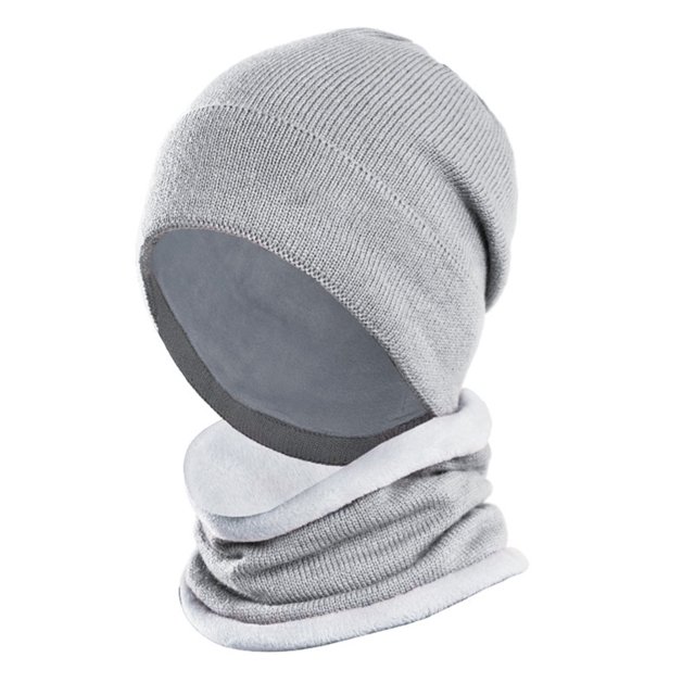 Neckerchief Set Solid Color Warm Unisex Hat Supplies Plush Knit Hat For Winter