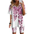 thumbnail image 1 of Blouses pour Femmes, Ensembles de Blouses Décontractées à Manches Courtes Imprimées et Col en V pour Femmes, 1 of 4