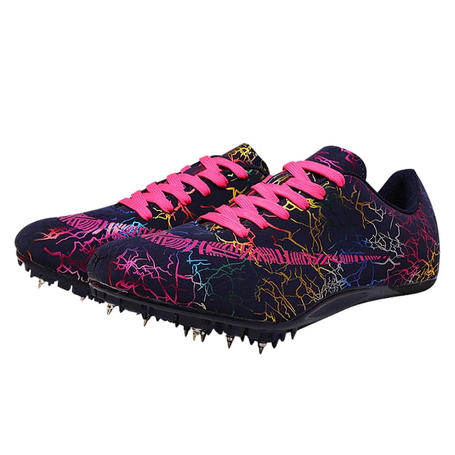 relayinert Stylish Racing Jumping Sprint Sneakers With Cushioned Comfort Non-slip Track And Field Spikes Shoes Black rose 42