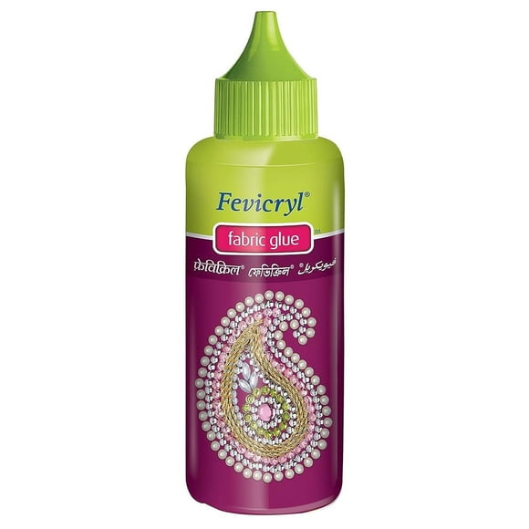 Set of 14 Fabric glue fevicryl 80 Grams Each bottle No Stitch Glue - Mirror Pieces, Patchwork, Stones, Laces, Sequins and etc