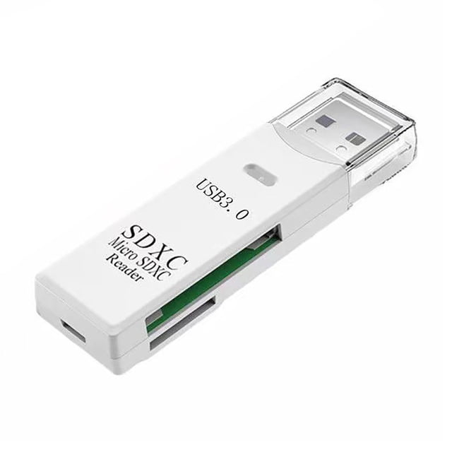 yeacher High-Speed Dual-Port USB 3.0/2.0 SD TF Card Reader - Compact, Lightweight, and Stylish White Design for Easy Data Transfer on Windows & Mac