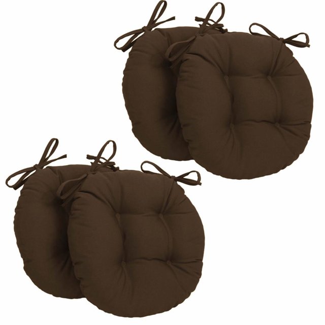 Coussins de Chaise Ronds Capitonnés en Sergé Uni de 16 Po (Ensemble de 4)
