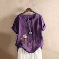 thumbnail image 2 of EQWLJWE Chemises pour Femmes Liquidation T-Shirts pour Femmes Femmes Manches Courtes Décontracté Col Rond Imprimé Ample Tunique à Boutons Chemise Blouse Hauts, 2 of 5