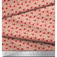 thumbnail image 3 of Soimoi Poly Georgette Fabric Leaves & Poppy Floral Print Sewing Fabric Yard 42 Inch Wide, 3 of 6